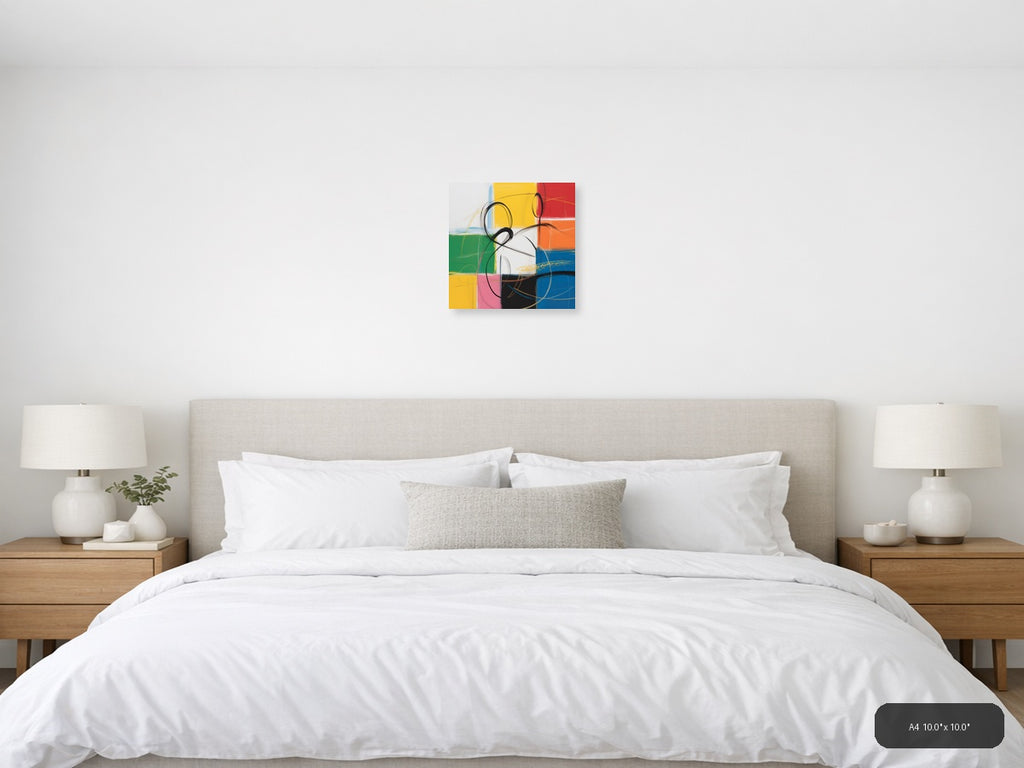 Abstract Colorblock Circles Modern Wall Art — A4 / Bedroom