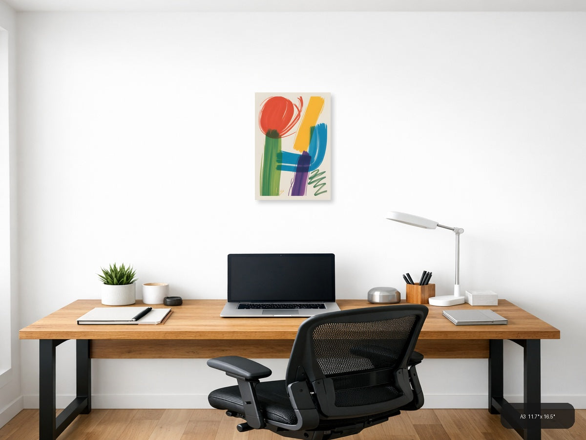 Colorful Abstract Botanical Portrait Wall Art — A3 / Office