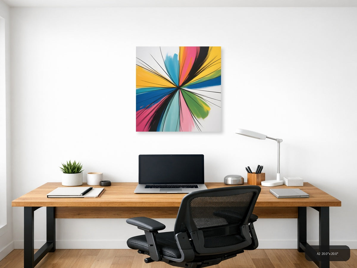 Colorful Radial Burst Abstract Canvas Wall Art — A2 / Office