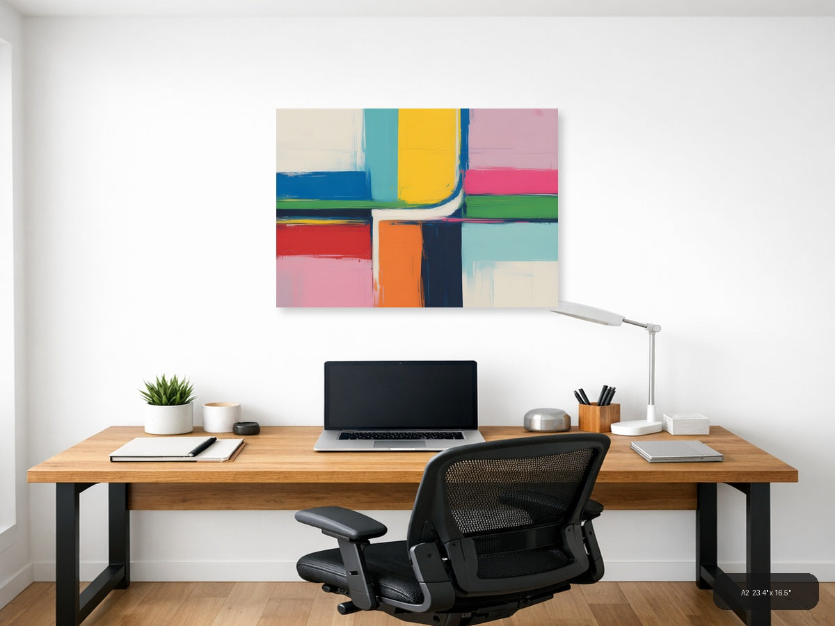 Colorful Abstract Geometric Shapes Modern Wall Art — A2 / Office