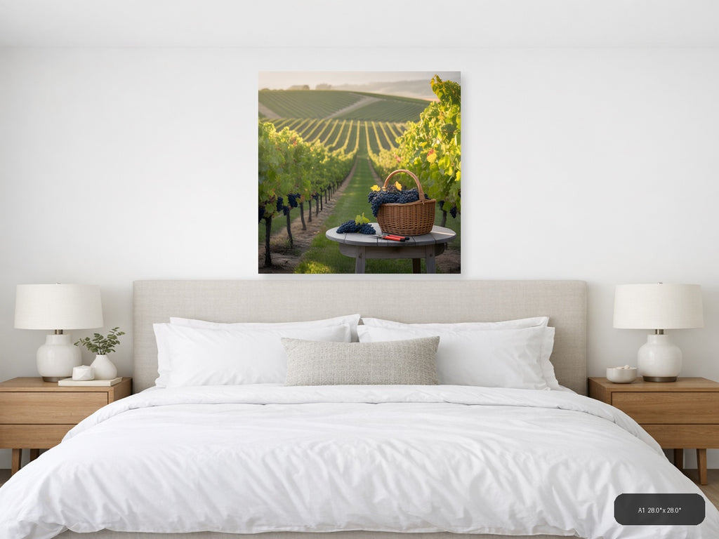 Vineyard Harvest Basket - Minimalist Wall Art — A1 / Bedroom