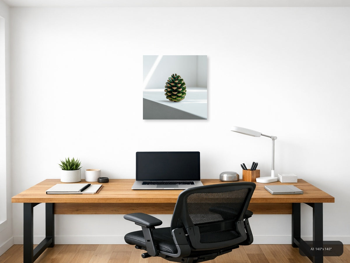 Green Pinecone Minimalist Still Life Wall Art — A3 / Office