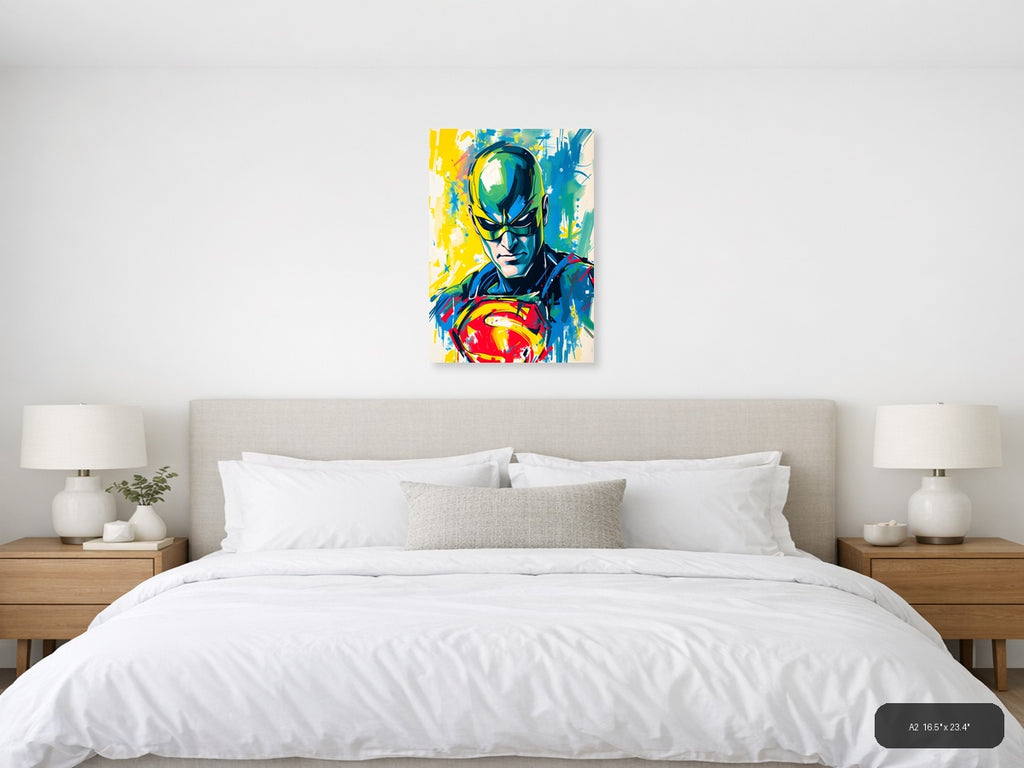 Abstract Superhero Portrait Colorful Modern Wall Art — A2 / Bedroom