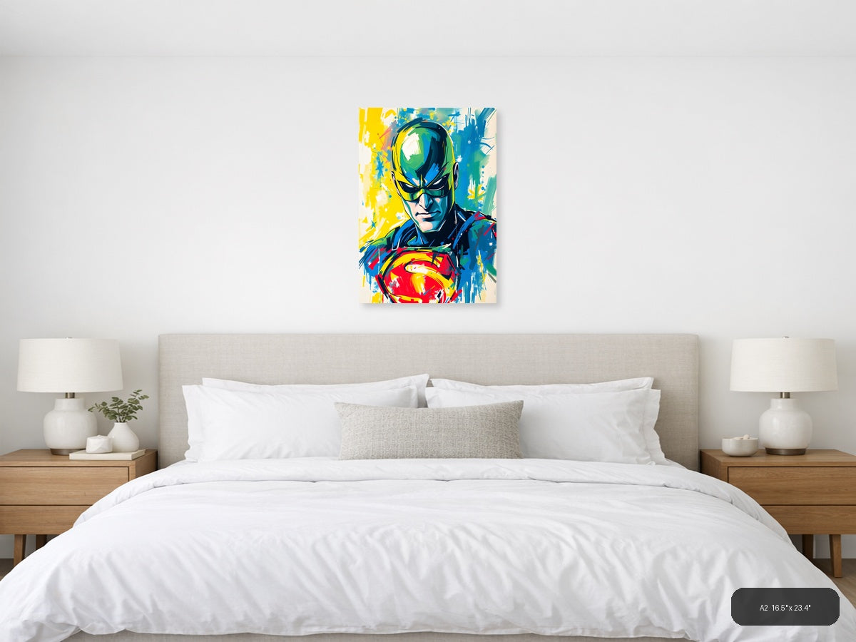 Abstract Superhero Portrait Colorful Modern Wall Art — A2 / Bedroom