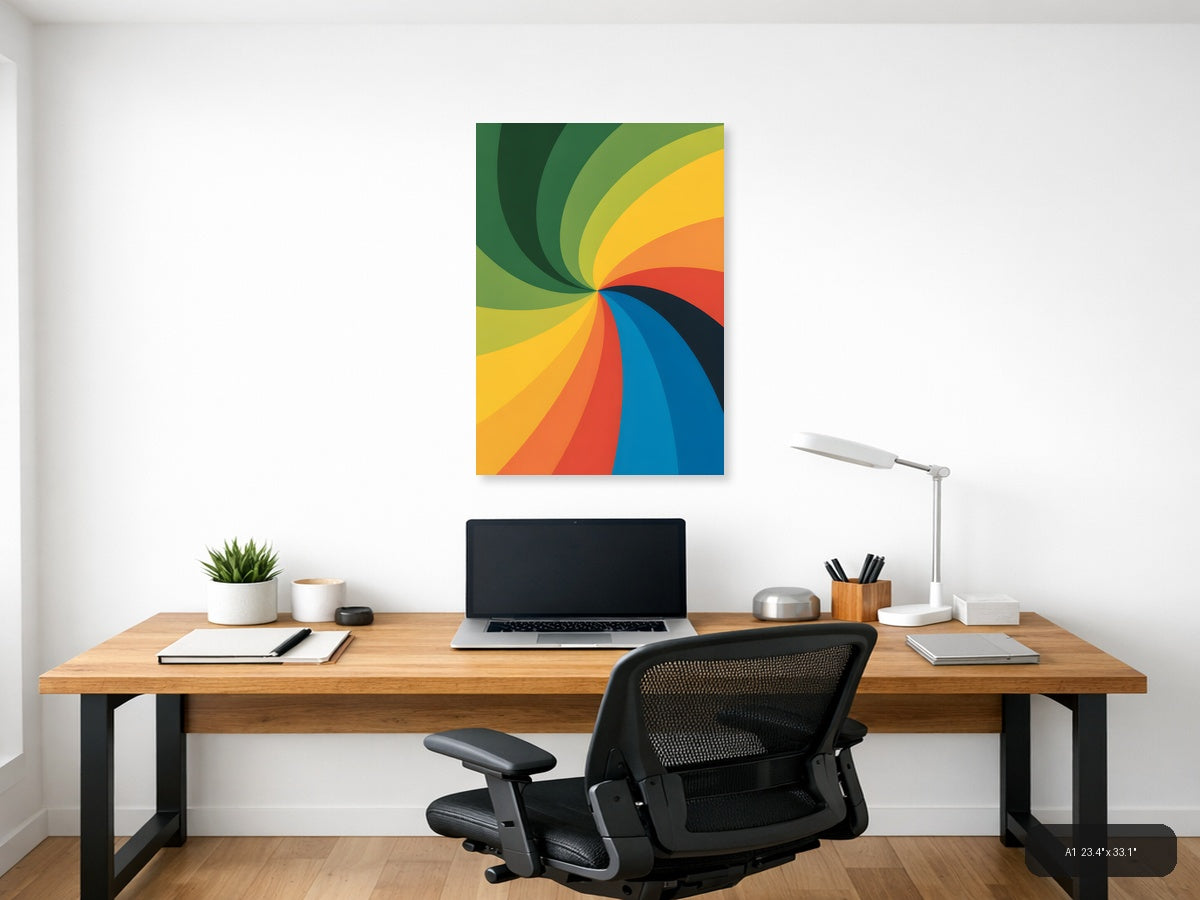 Colorful Spiral Rainbow Swirl Abstract Photography Wall Art — A1 / Office