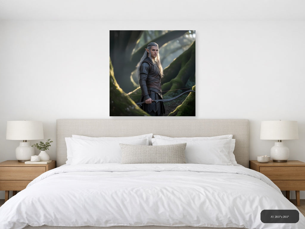 Elven Archer in Enchanted Forest Photography Wall Art — A1 / Bedroom
