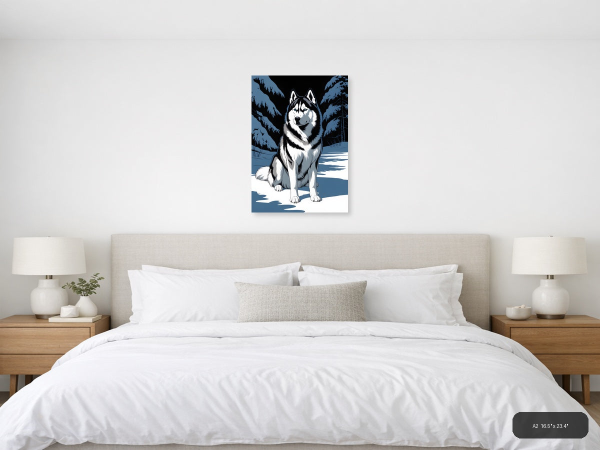 Husky in Winter Forest Snow Photography Wall Art — A2 / Bedroom