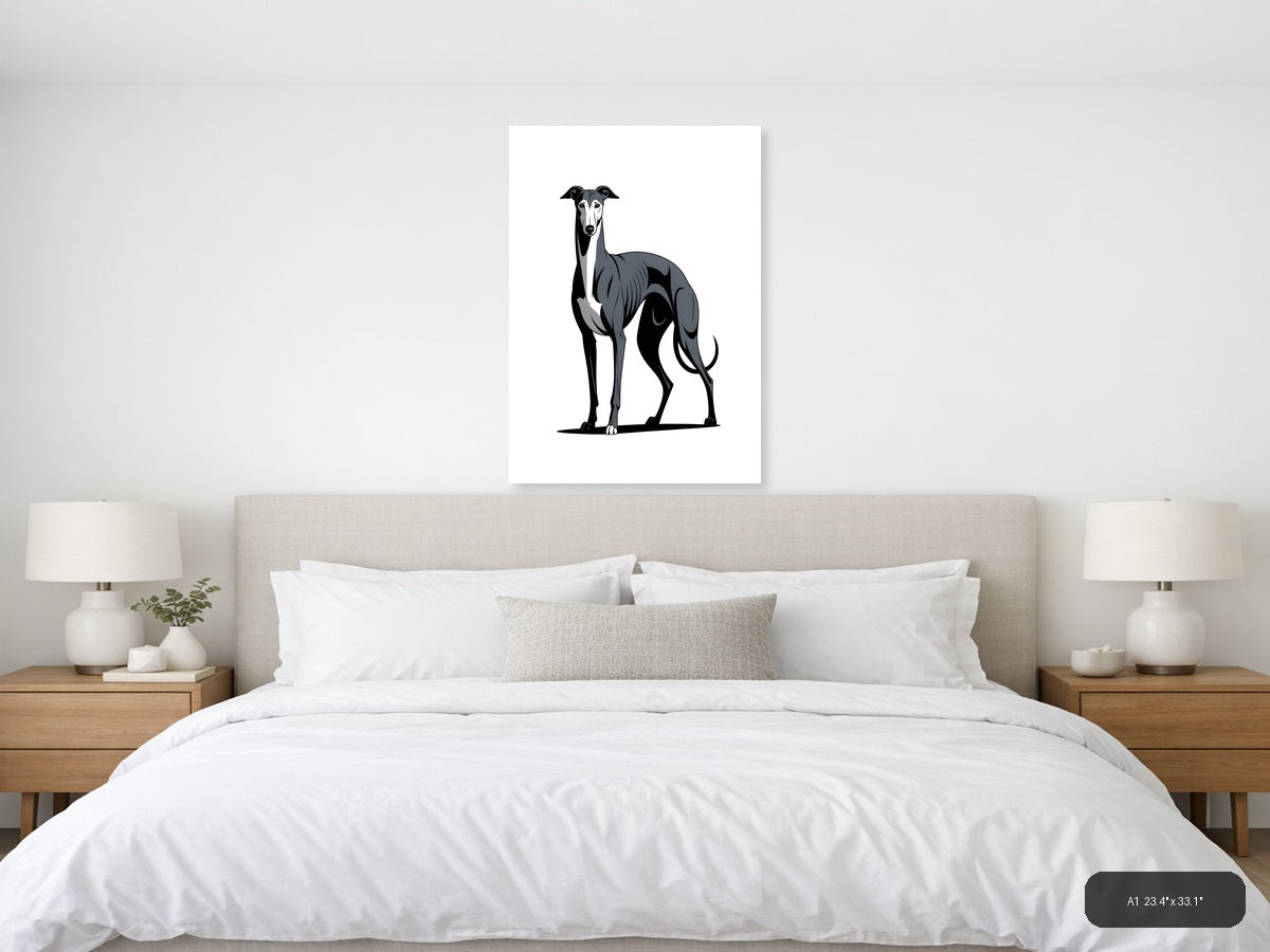 Minimalist Greyhound Dog Portrait Wall Art — A1 / Bedroom