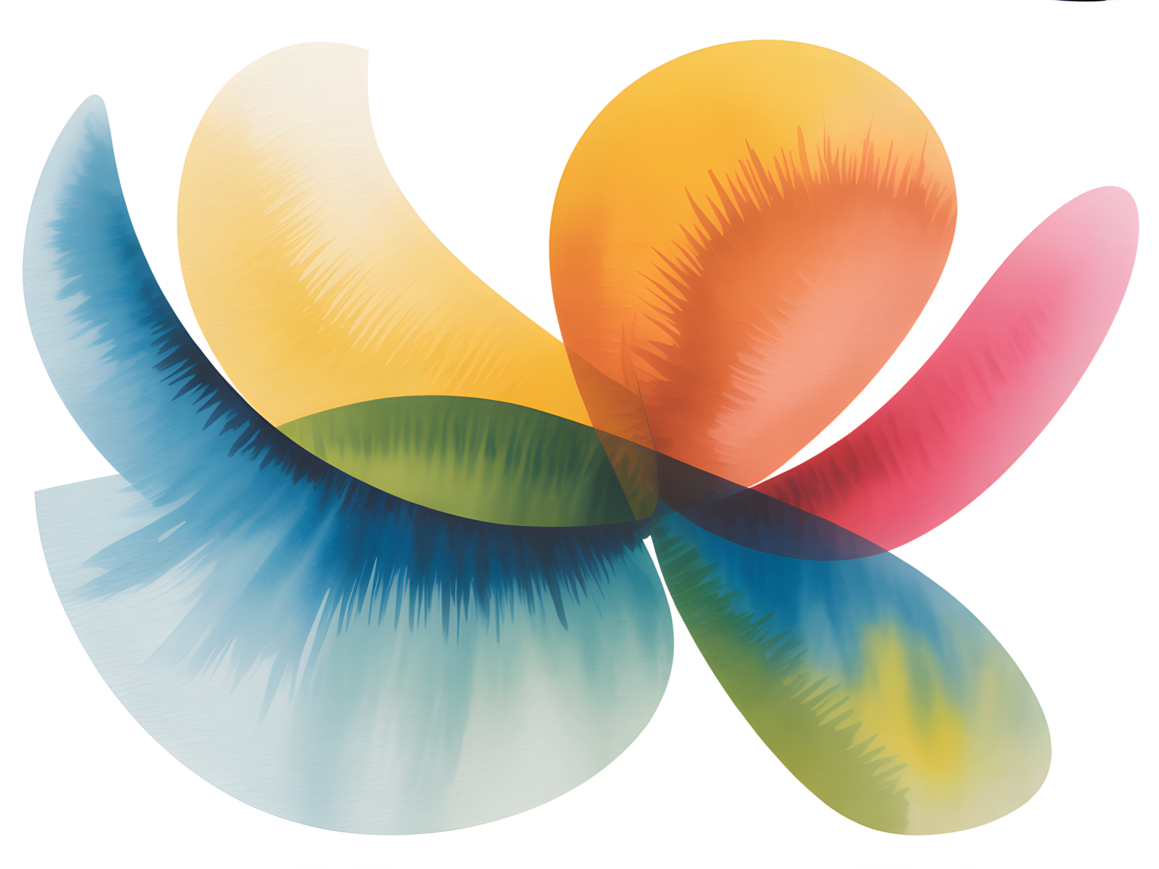 Colorful Watercolor Flower Petals Landscape Wall Art
