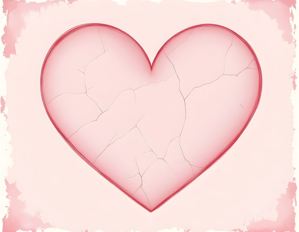 Vintage Pink Cracked Heart Love Wall Art