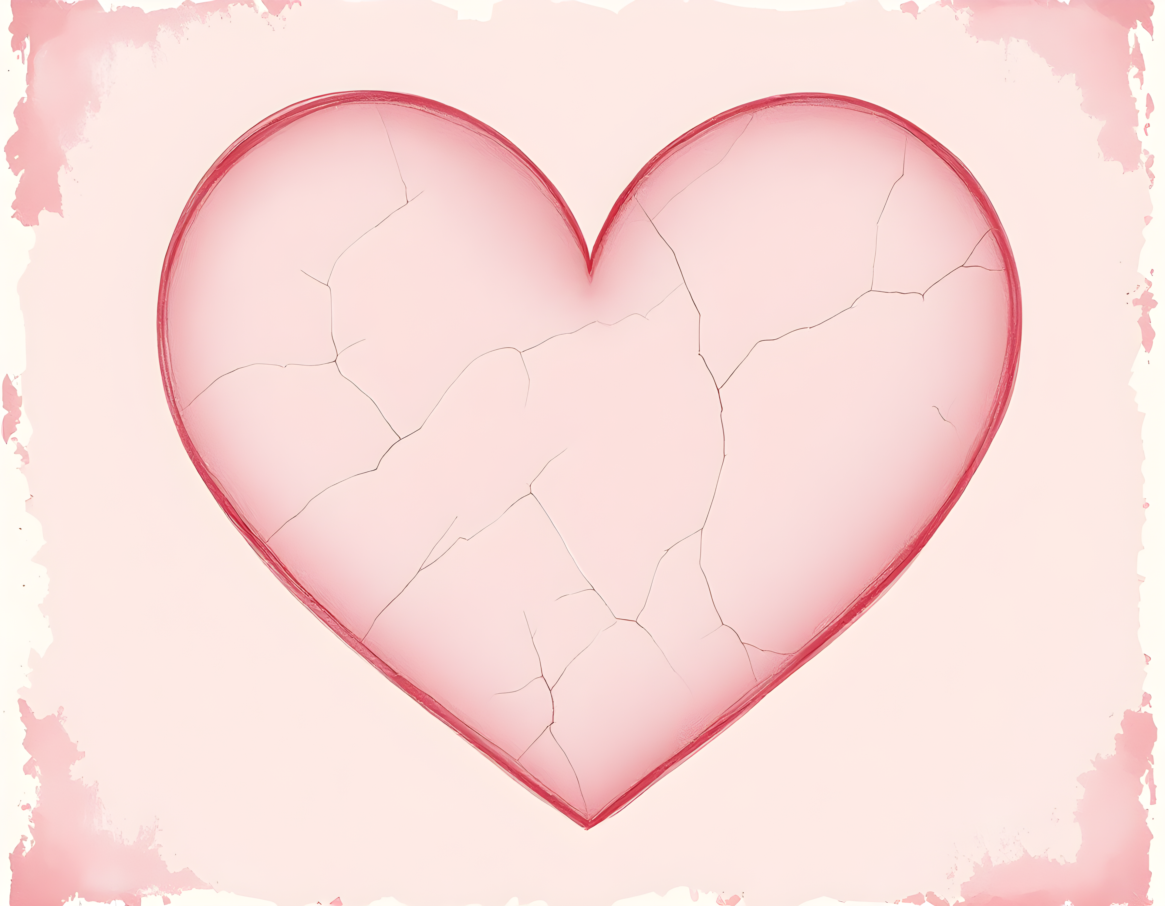 Vintage Pink Cracked Heart Love Wall Art