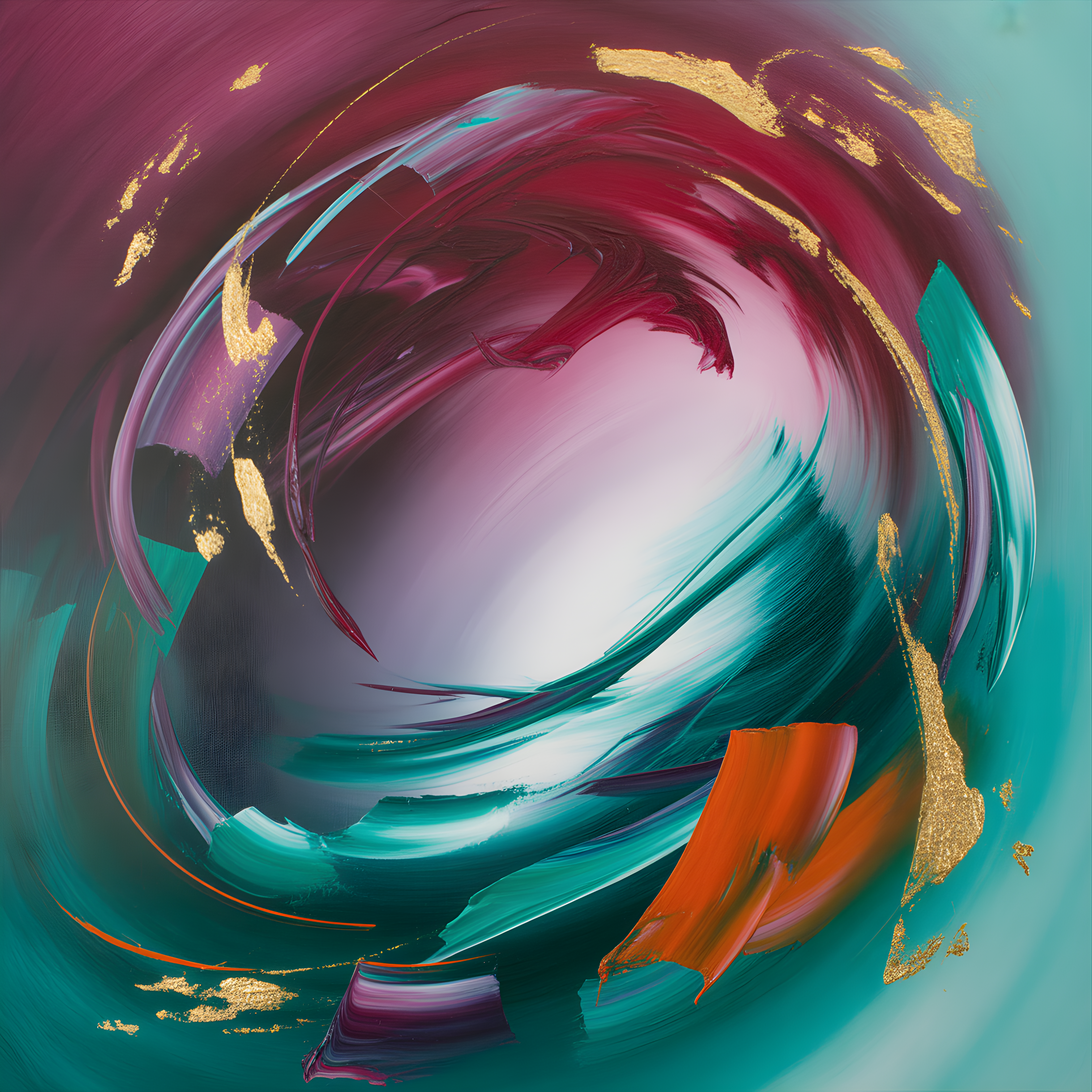 Abstract Swirl in Teal, Magenta & Gold Wall Art