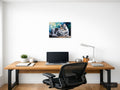 Majestic Tabby Cat with Golden Eyes Abstract Wall Art — A4 / Office