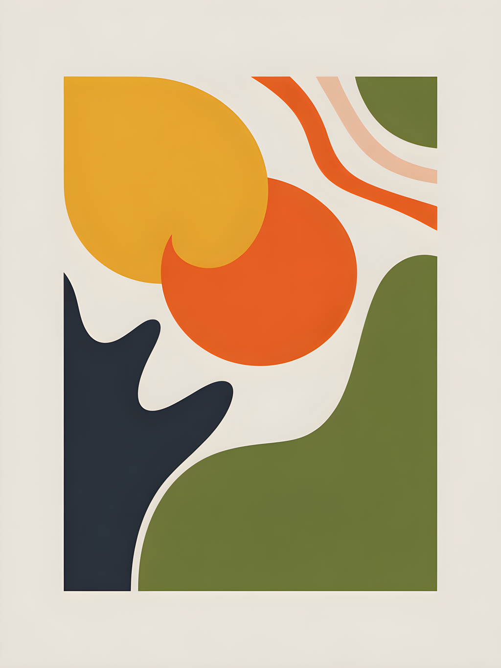 Minimalist Abstract Organic Shapes Botanical Wall Art