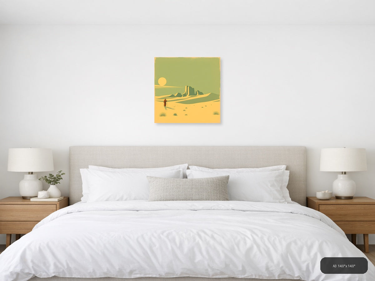 Vintage Desert Wanderer with Mesa - Retro Wall Art — A3 / Bedroom