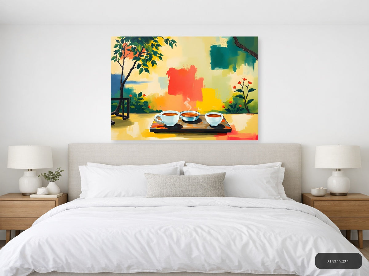 Abstract Coffee Cup Garden - Vibrant Modern Wall Art — A1 / Bedroom