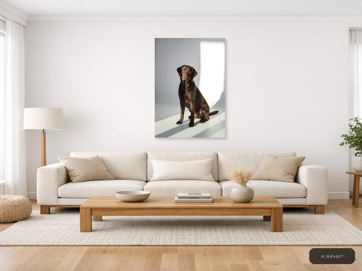 Brown Labrador Portrait Minimalist Wall Art — A1 / Living Room