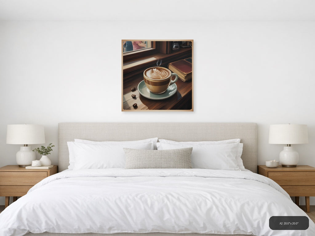Vintage Coffee Latte Art Window Café Wall Art — A2 / Bedroom