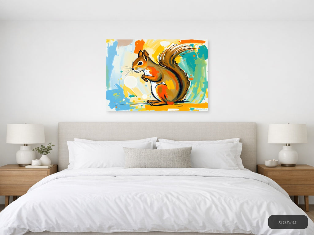 Colorful Abstract Squirrel Modern Animal Wall Art — A2 / Bedroom