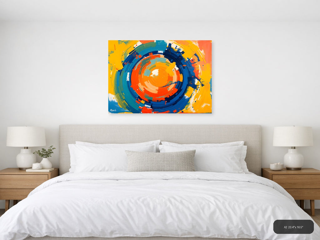 Vibrant Concentric Circles Abstract Modern Wall Art — A2 / Bedroom