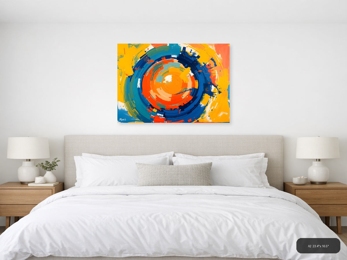 Vibrant Concentric Circles Abstract Modern Wall Art — A2 / Bedroom
