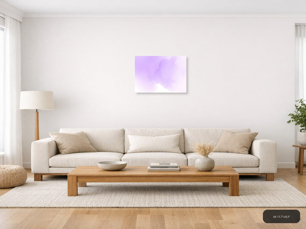 Purple Misty Mountain Watercolor Landscape Wall Art — A4 / Living Room