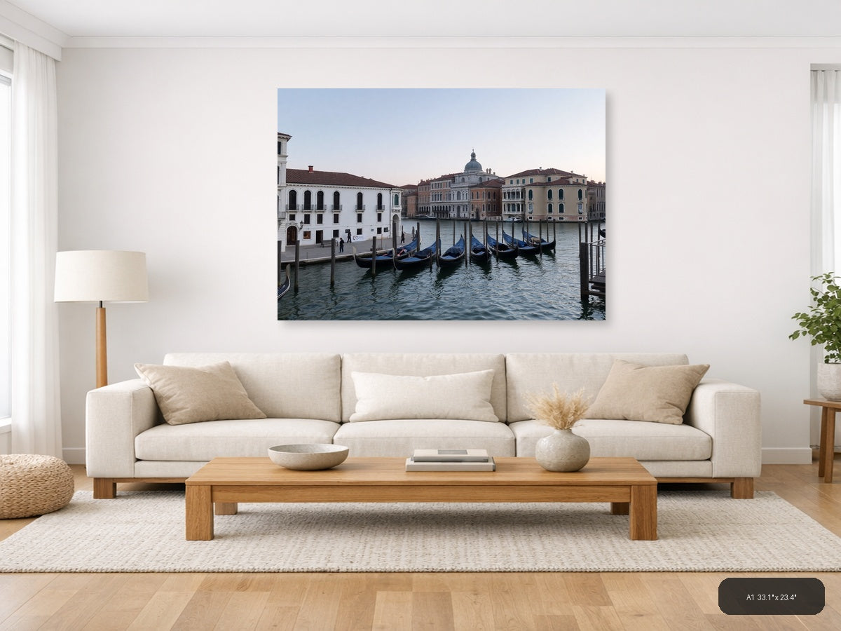 Venice Grand Canal Gondolas Architecture | Minimalist Landscape Wall Art — A1 (Living Room)