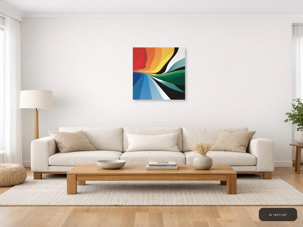 Colorful Abstract Wave Flow Modern Photography Wall Art — A3 / Living Room
