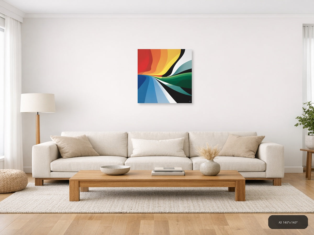 Colorful Abstract Wave Flow Modern Photography Wall Art — A3 / Living Room