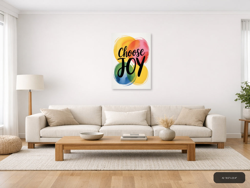 Choose Joy Watercolor Circles Motivational Wall Art — A2 / Living Room