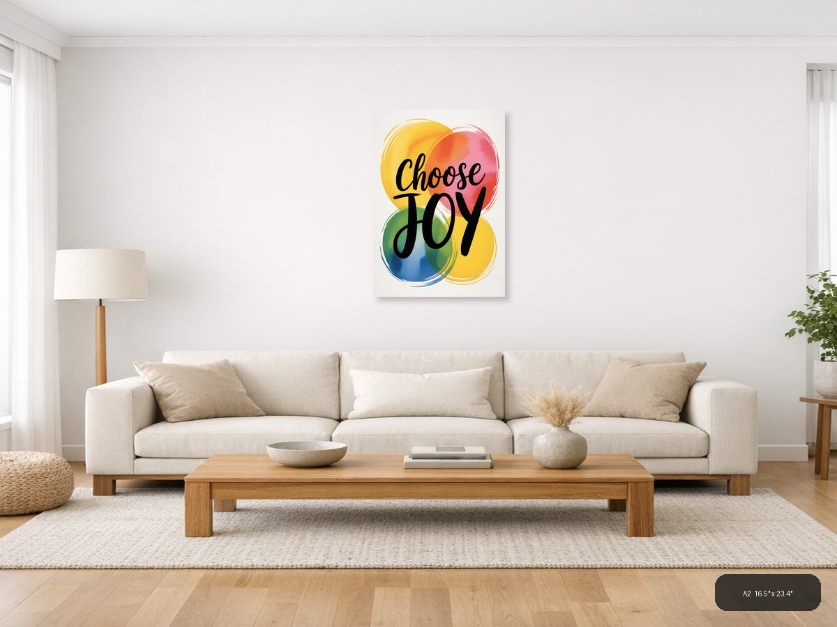 Choose Joy Watercolor Circles Motivational Wall Art — A2 / Living Room