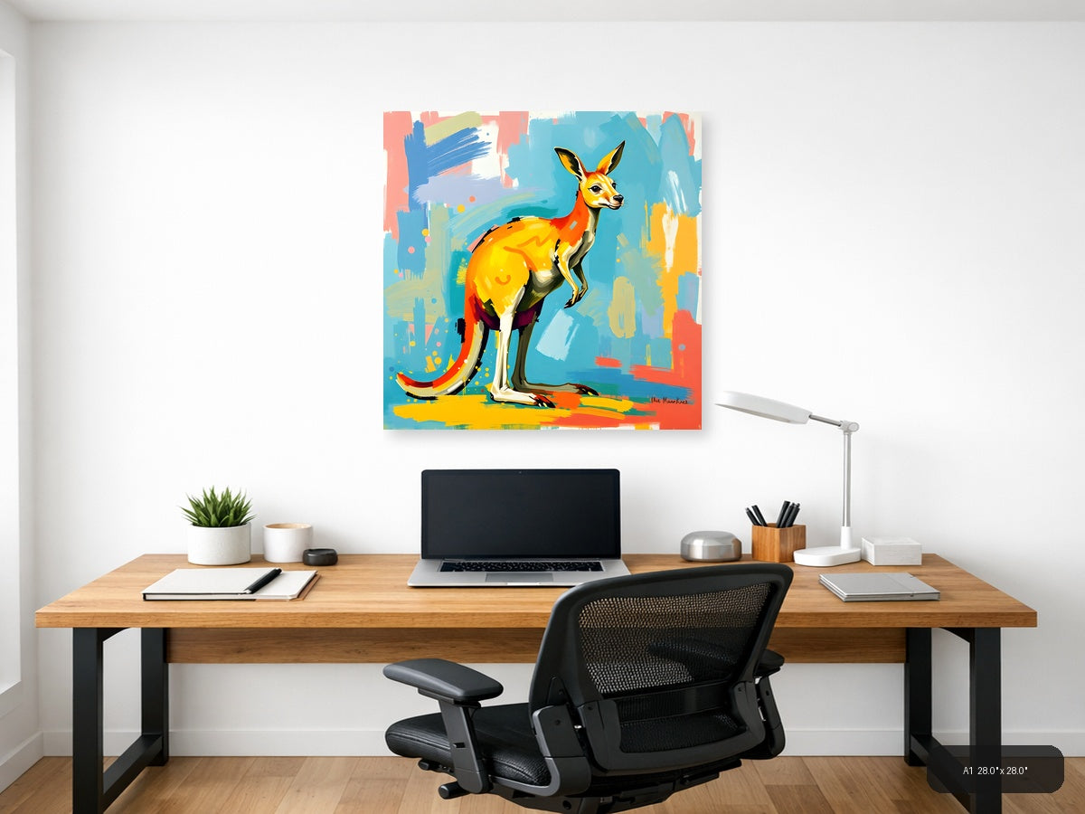 Colorful Abstract Kangaroo Pop Art Wall Art — A1 / Office