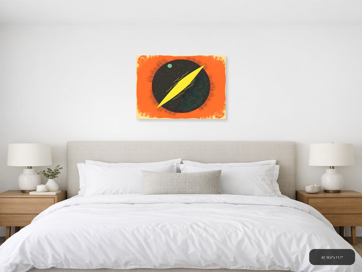 Vintage Cosmic Eye Lightning Bolt Wall Art — A3 / Bedroom