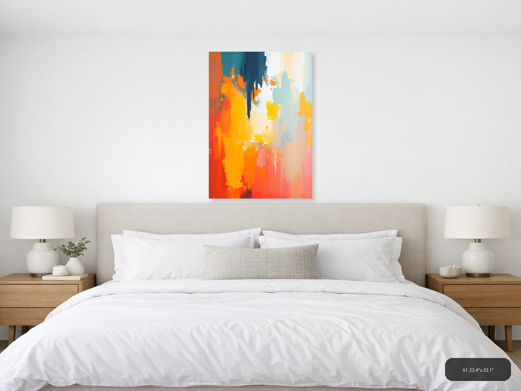 Abstract Gradient Splash Modern Orange Blue Wall Art — A1 / Bedroom