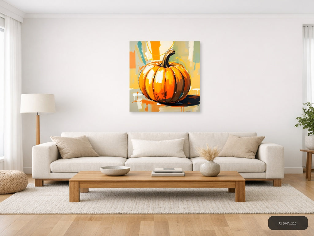 Abstract Orange Pumpkin Modern Painting Wall Art — A2 / Living Room