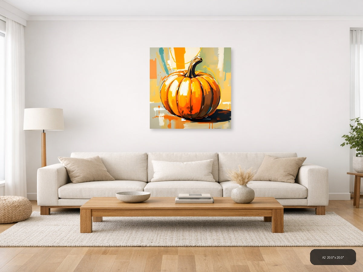 Abstract Orange Pumpkin Modern Painting Wall Art — A2 / Living Room