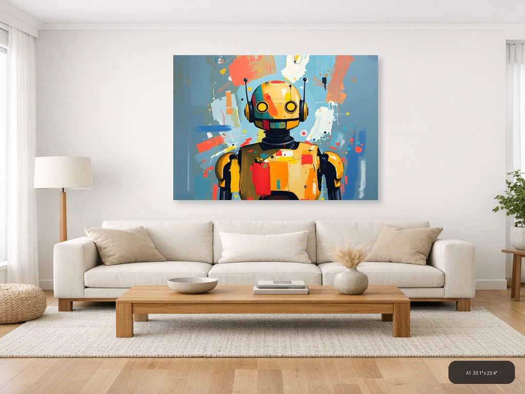 Colorful Robot Portrait Abstract Modern Wall Art — A1 / Living Room