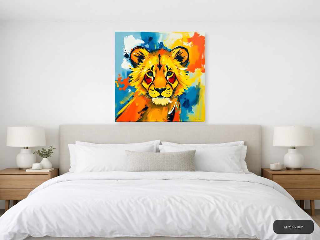 Colorful Abstract Lion Head Pop Art Wall Art — A1 / Bedroom