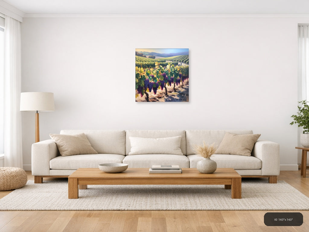 Purple Vineyard Landscape Abstract Wall Art — A3 / Living Room