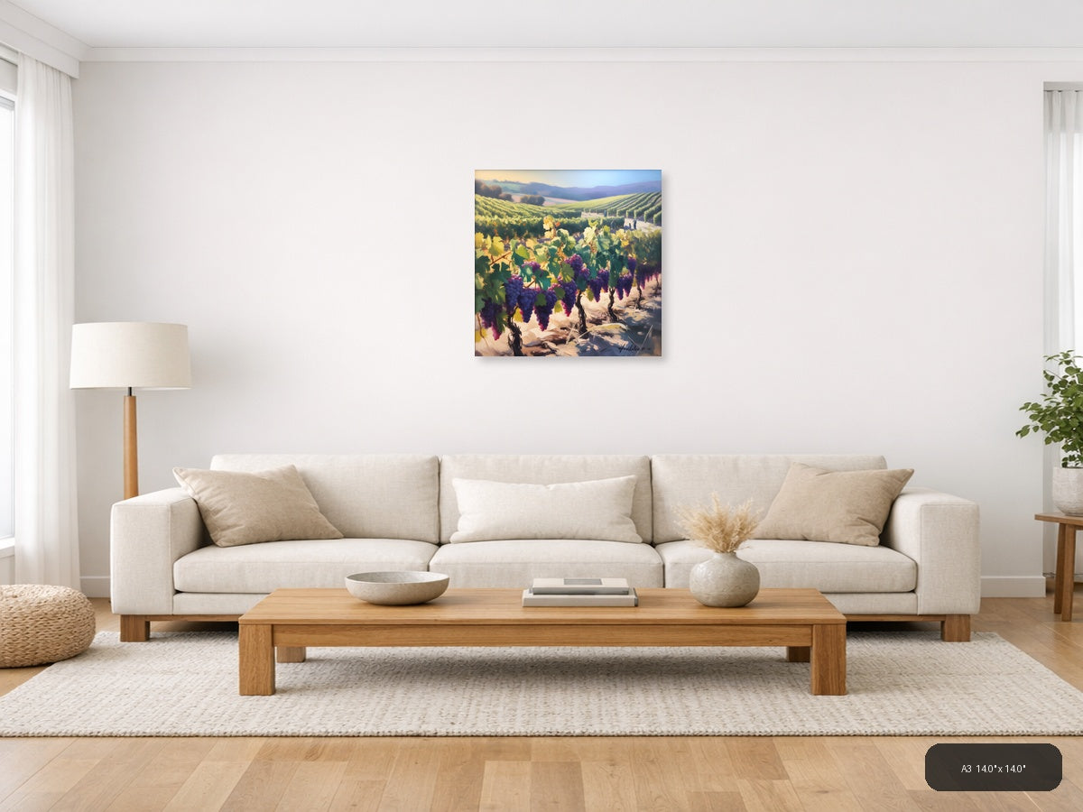 Purple Vineyard Landscape Abstract Wall Art — A3 / Living Room