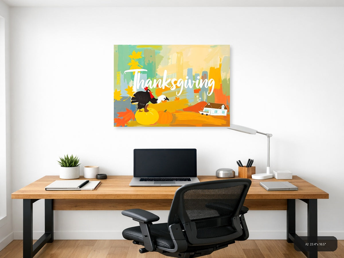 Thanksgiving Turkey Abstract Cityscape Wall Art — A2 / Office