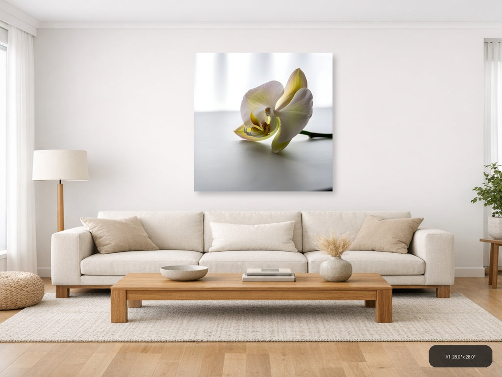 Minimalist Yellow Orchid Flower Wall Art — A1 / Living Room