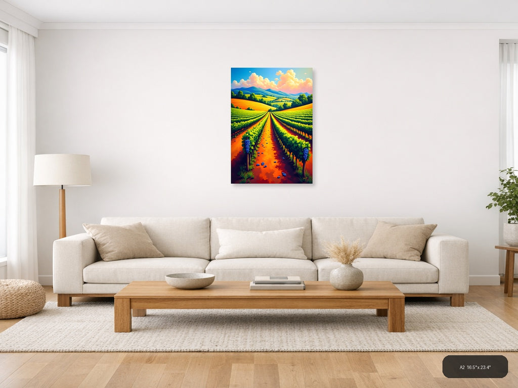 Vibrant Vineyard Landscape Abstract Wall Art — A2 / Living Room