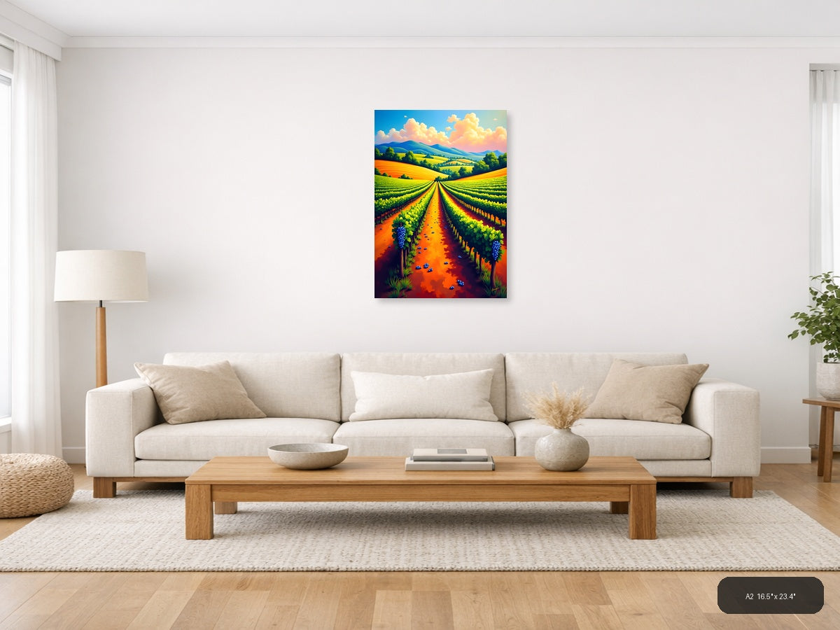 Vibrant Vineyard Landscape Abstract Wall Art — A2 / Living Room