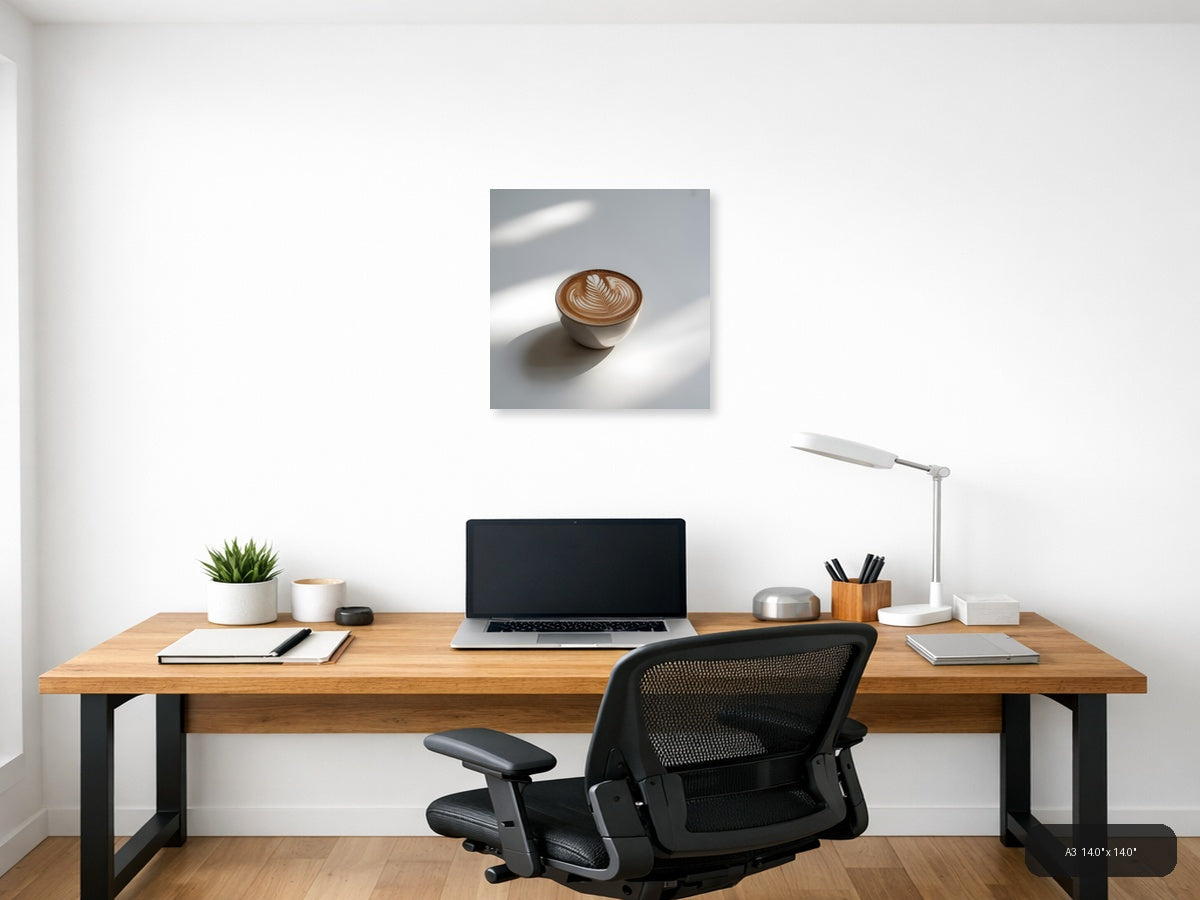 Minimalist Latte Art Coffee Cup Wall Art — A3 / Office