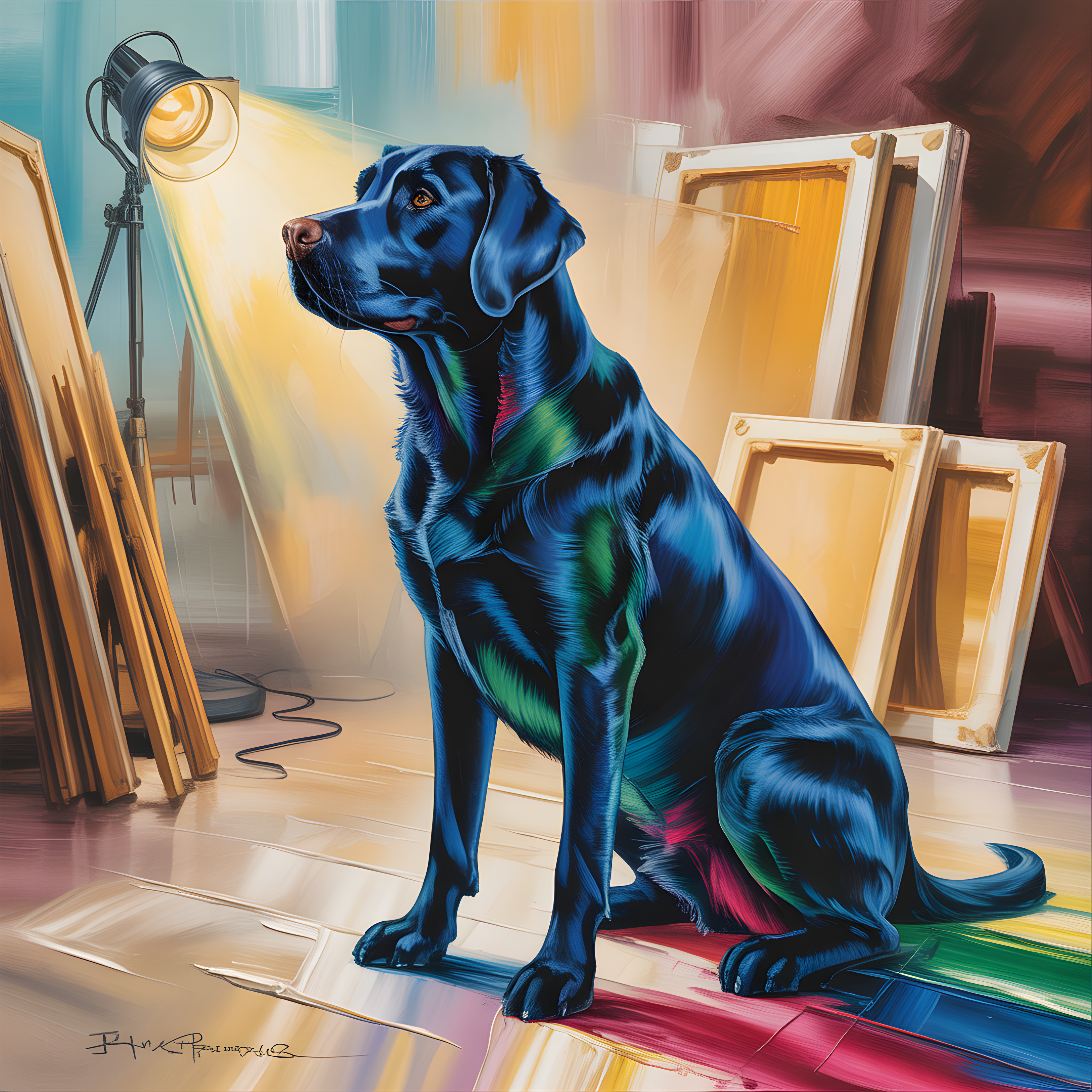 Blue Dog Abstract Studio Portrait Wall Art