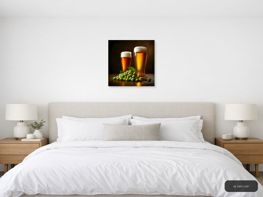 Beer and Hops Still Life Photography Wall Art — A3 / Bedroom