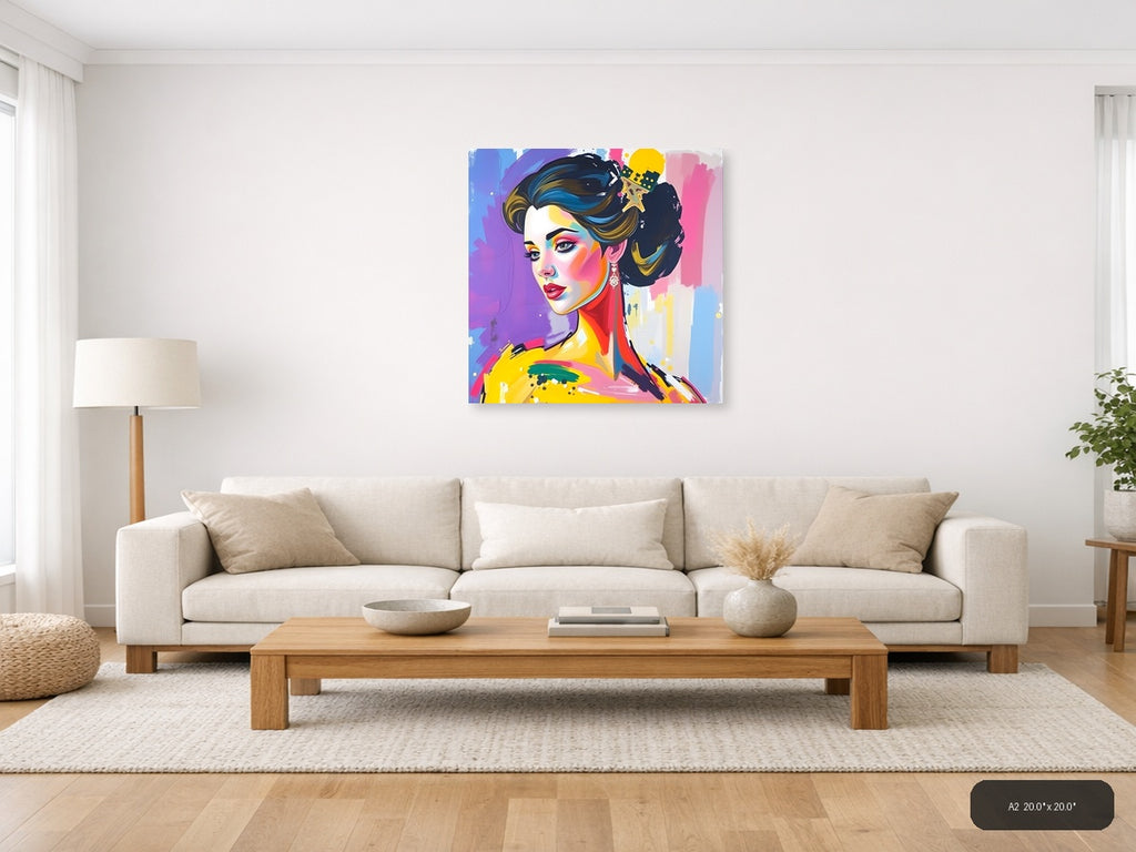 Colorful Abstract Woman Portrait Pop Art Wall Art — A2 / Living Room