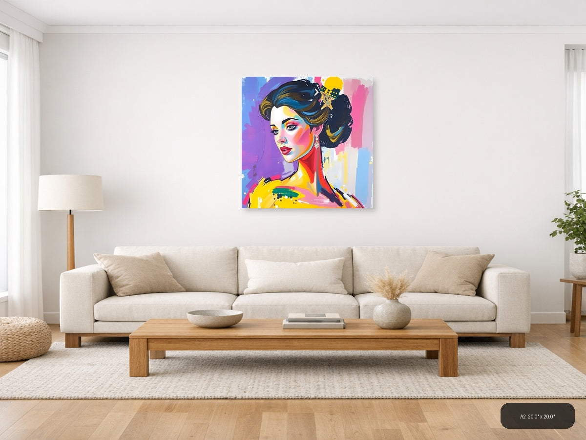 Colorful Abstract Woman Portrait Pop Art Wall Art — A2 / Living Room
