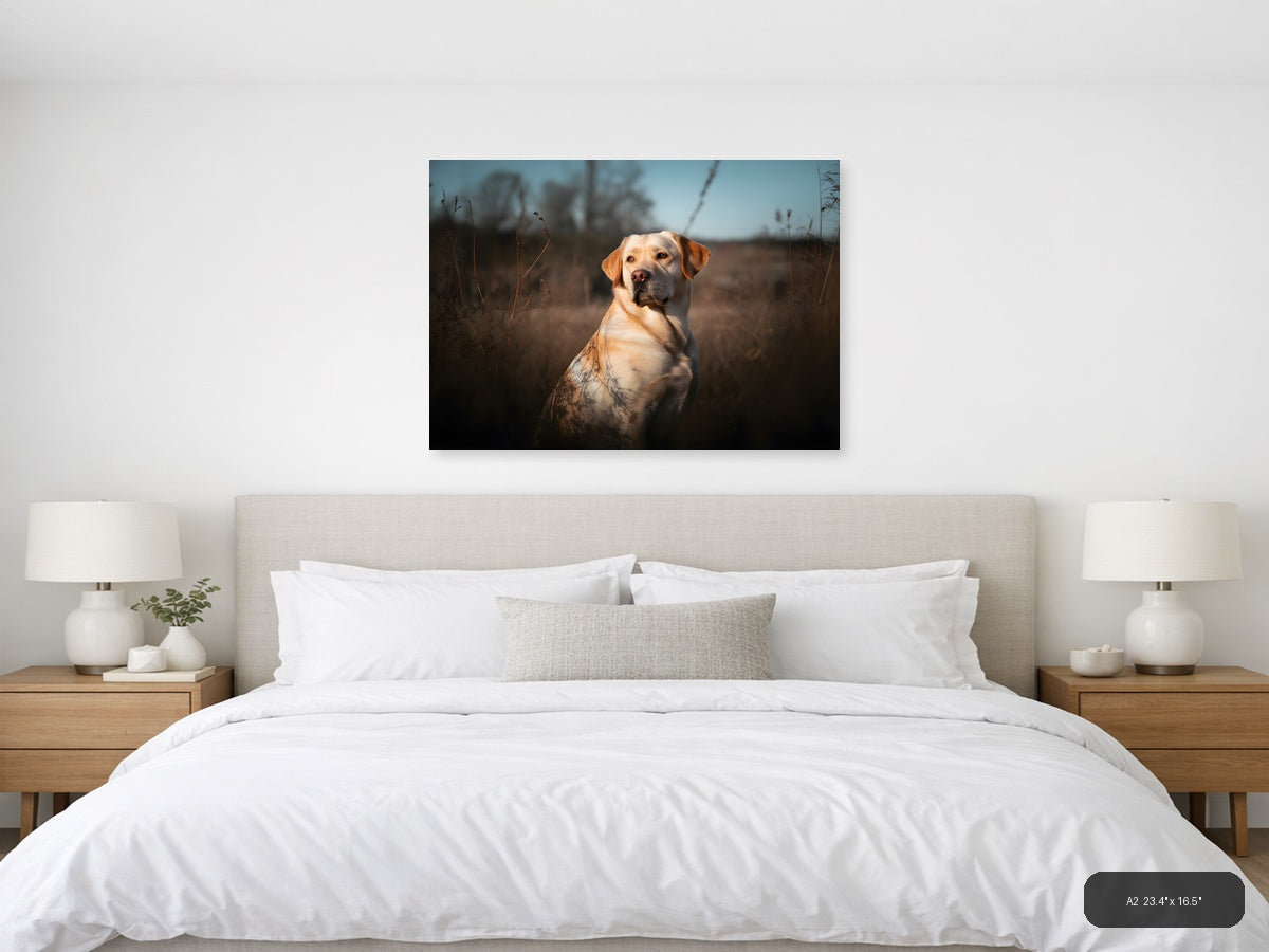 Golden Labrador in Field at Sunset - Photography Wall Art — A2 / Bedroom